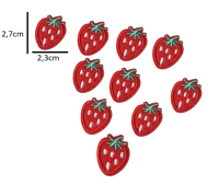 Strijkemblemen aardbeien 10 stuks