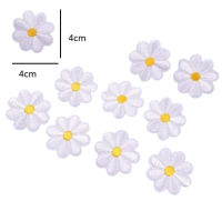 Strijkemblemen bloemen wit 10 stuks