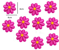 Strijkemblemen bloemen roze 10 stuks