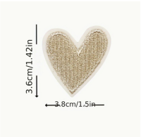 strijkembleem 6 gouden geborduurde harten