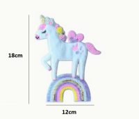 Strijkembleem unicorn op regenboog