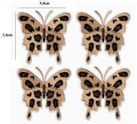 Strijkembleem luipaard vlinders 4 stuks