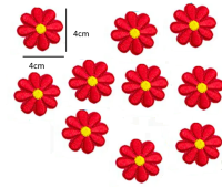 Strijkemblemen bloemen rood 10 stuks