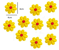 Strijkemblemen bloemen geel 10 stuks