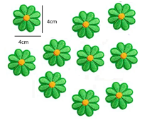 Strijkemblemen bloemen groen 10 stuks