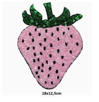Strijkembleem pailletten aardbei
