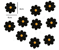 Strijkemblemen bloemen zwart 10 stuks