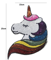 Strijkembleem unicorn pailletten