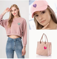 Strijkemblemen pailletten harten 12 stuks