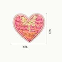 Strijkemblemen pailletten harten 12 stuks