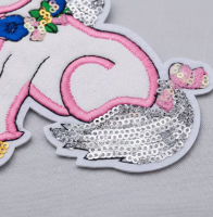 Strijkemblemen glitter unicorn 2 stuks