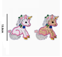 Strijkemblemen glitter unicorn 2 stuks