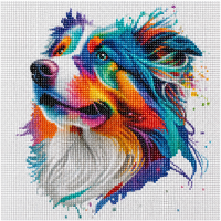 Diamond painting kleurrijke hond 30x30