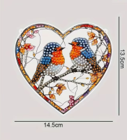 Diamond painting raamdecoratie hart vogels