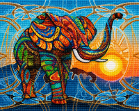 Diamond painting kleurrijke olifant 30x40cm